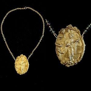 Vintage Art Nouveau Geisha Goddess Necklace